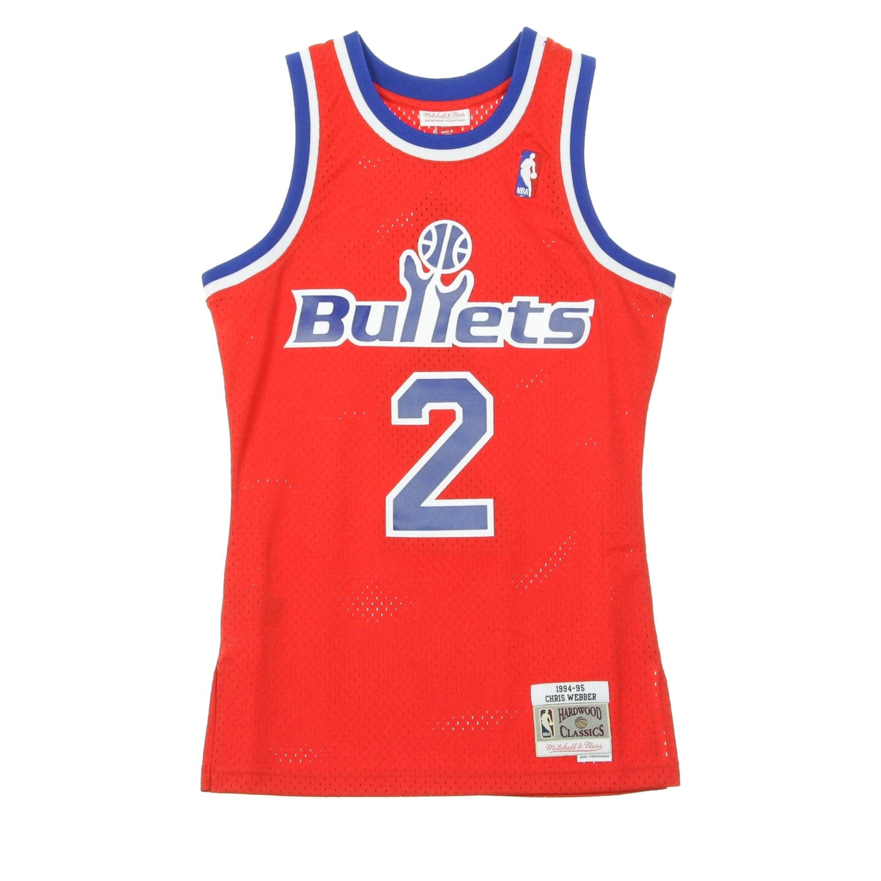 MITCHELL &amp; NESS Canotta Basket Uomo Nba Swingman Jersey Chris Webber No.2 1994-95 Wasbul Road Original Team Colors