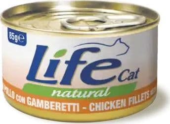 Life Cat Natural Scatoletta Filetti di Pollo con Gamberetti per Gatti 85gr - 2