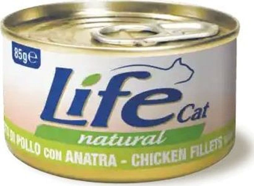 Life Cat Natural Scatoletta Filetti di Pollo con Anatra per Gatti 85gr