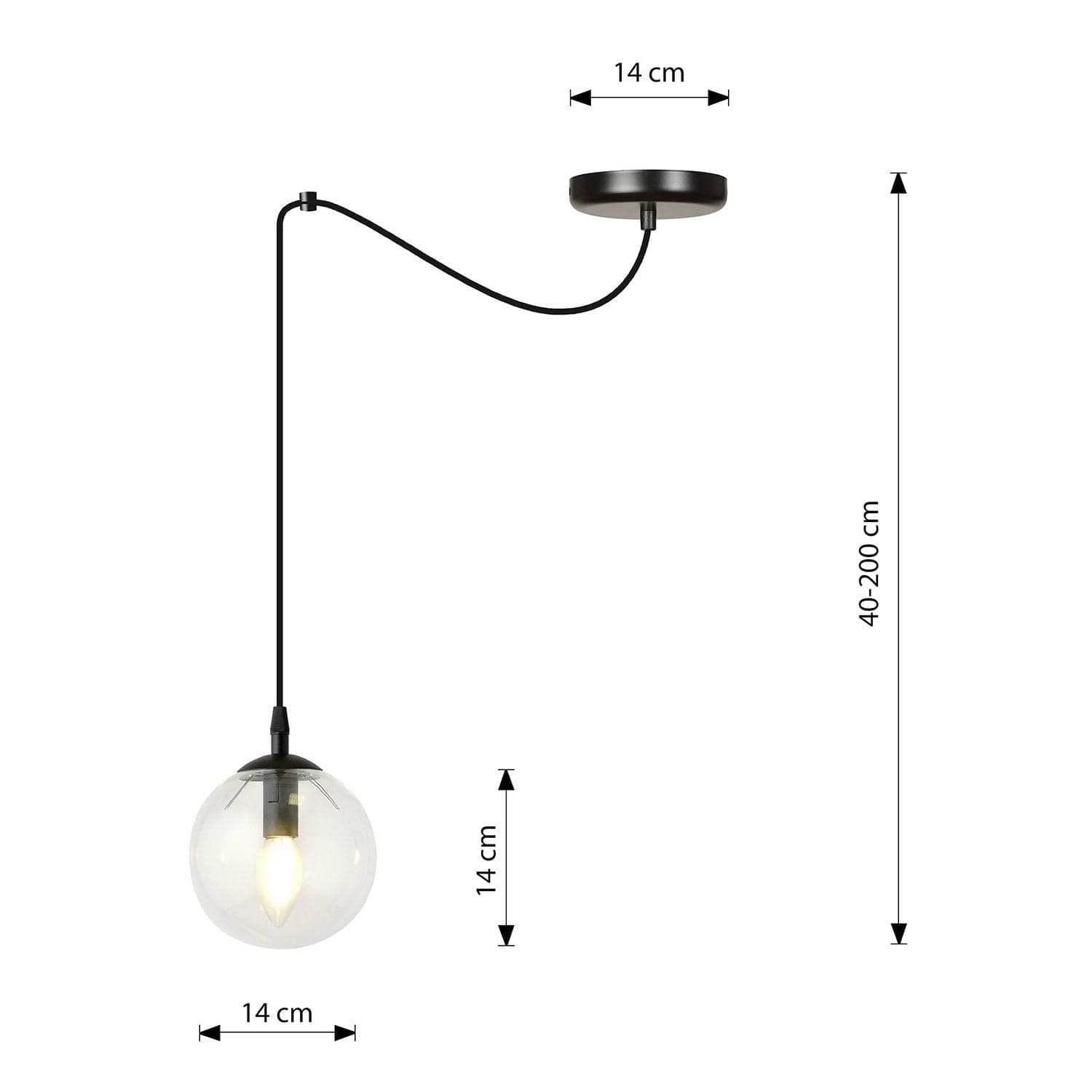 Sospensione 1 Luce Gigi In Acciaio Nero Con Cavo Lungo E Vetro Trasparente in Lampade a sospensione LuceArt - Montecorvino Pugliano, commercioVirtuoso.it