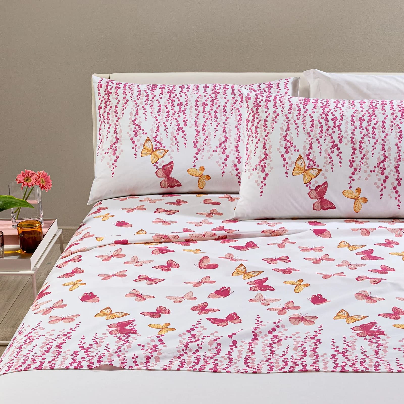 enzuola Kimberly ! Caleffi in Puro Cotone – Eleganza Floreale con Farfalle  Made in Italy - 3