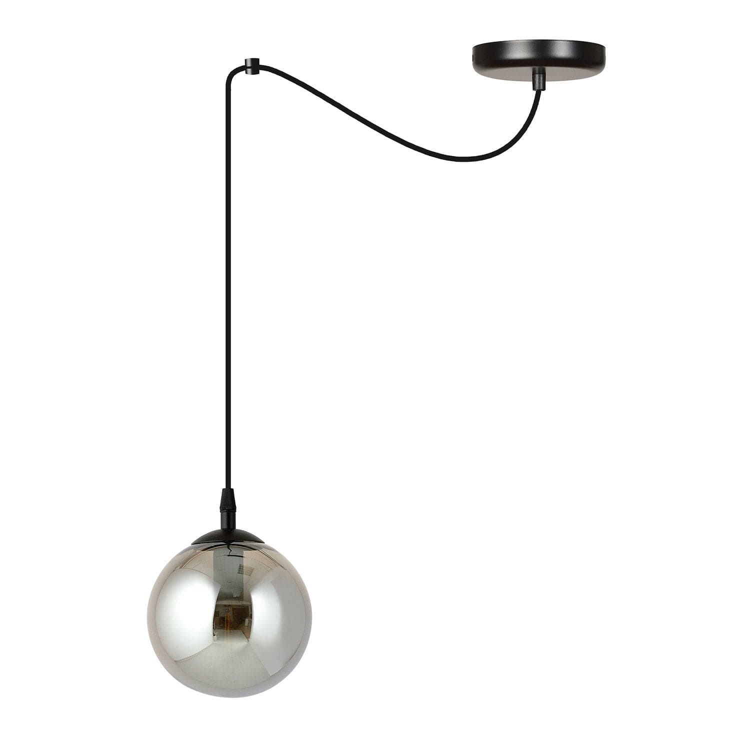 Sospensione 1 Luce Gigi In Acciaio Nero Con Cavo Lungo E Vetro Fumè in Lampade a sospensione LuceArt - Montecorvino Pugliano, commercioVirtuoso.it