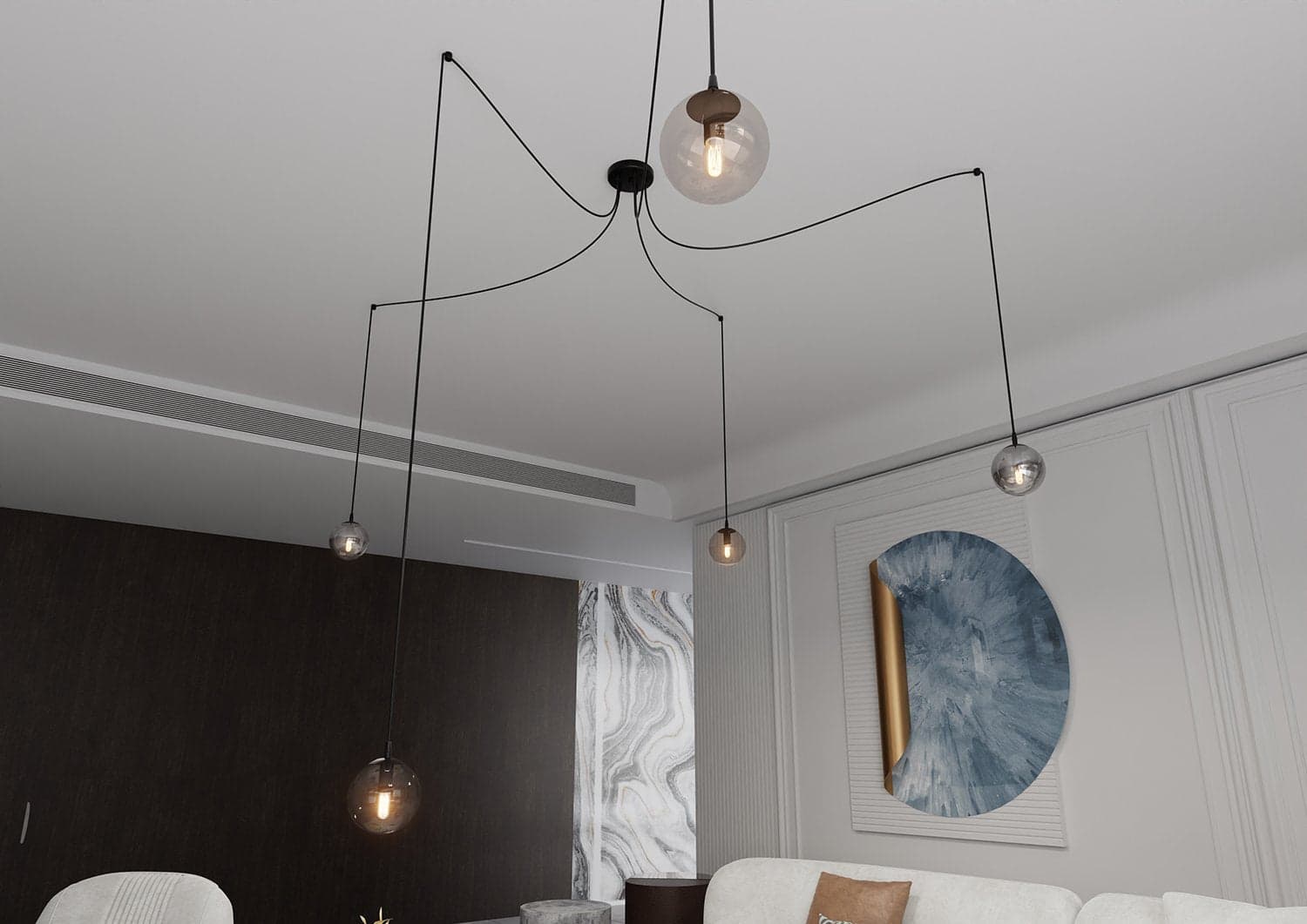 Lampadario 5 Luci Gigi In Acciaio Nero Con Cavo Lungo E Vetri Multicolor in Lampade a sospensione LuceArt - Montecorvino Pugliano, commercioVirtuoso.it