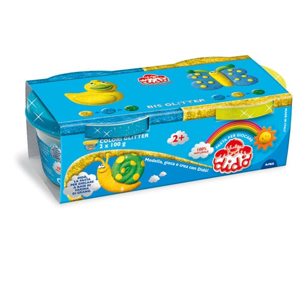 Set 2 Barattoli didò 100Gr Giallo - Azzurro Glitter