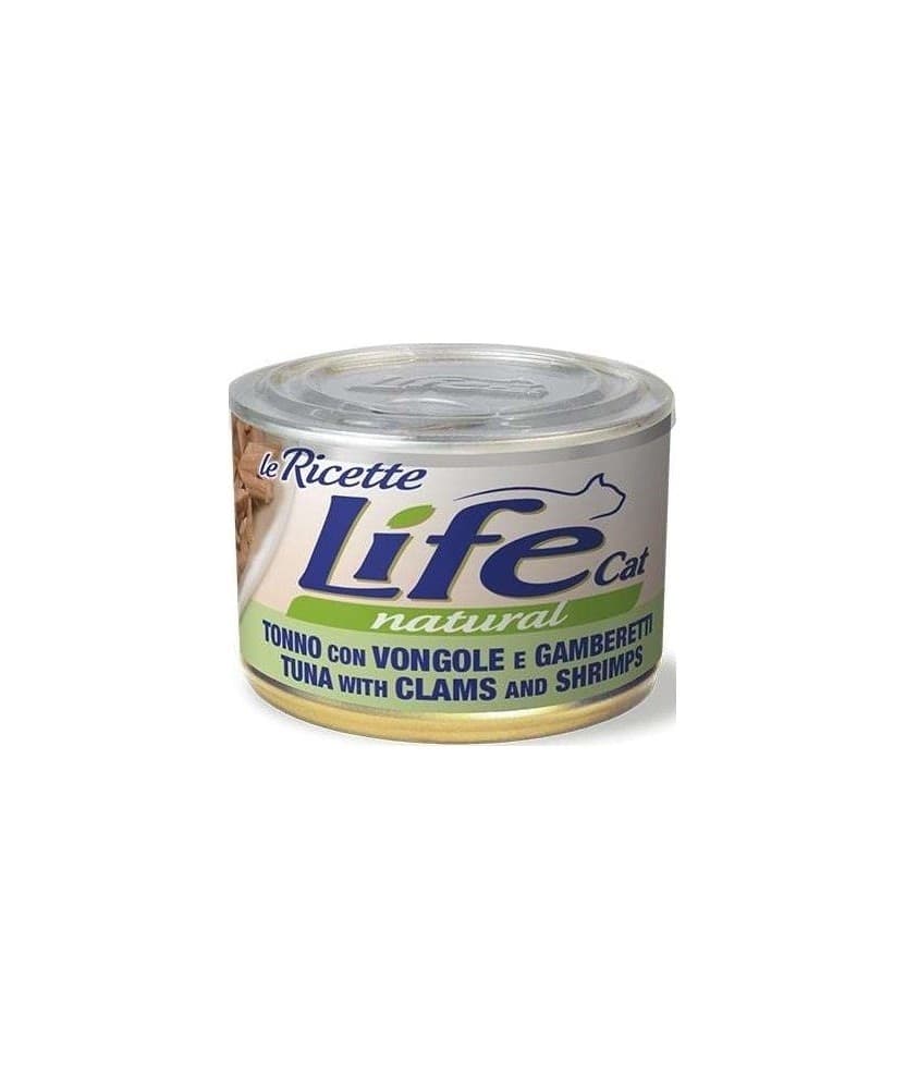 Life Cat Natural Le Ricette Scatoletta Tonno con Vongole e Gamberetti per Gatti 150gr - 2