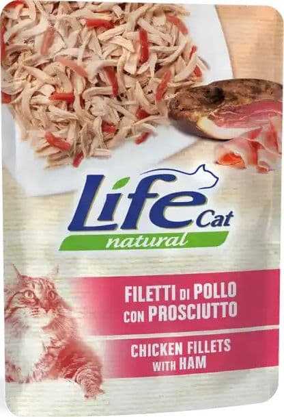 Life Cat Natural Bustina Filetti di Pollo con Prosciutto per Gatti 70gr - 2