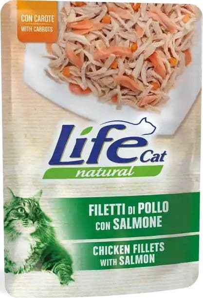 Life Cat Natural Bustina Filetti di Pollo con Salmone per Gatti 70gr - 2