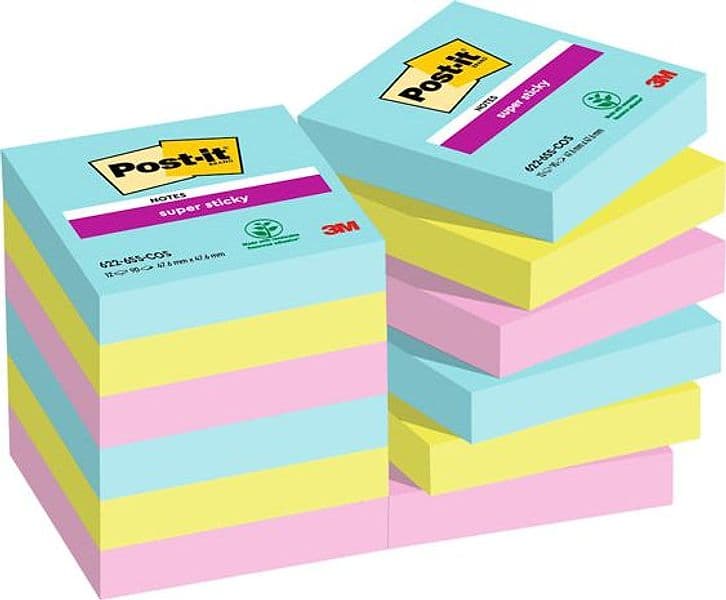 Cf. 12pz 90fg. Post-itÂ® Super Sticky 47,6x47,6mm 622-12SS-COS Cosmic