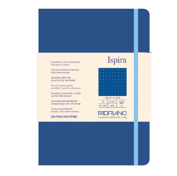 Taccuino C/Elast. Ispira Cop. Rigida F.To A5 96Fg. Puntinato Blu Royal Fabriano