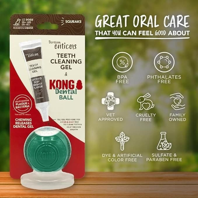 Gioco per Cani Kong Dental Ball & Teeth Cleaning Gel in Palle 101 Market - Poggibonsi, commercioVirtuoso.it