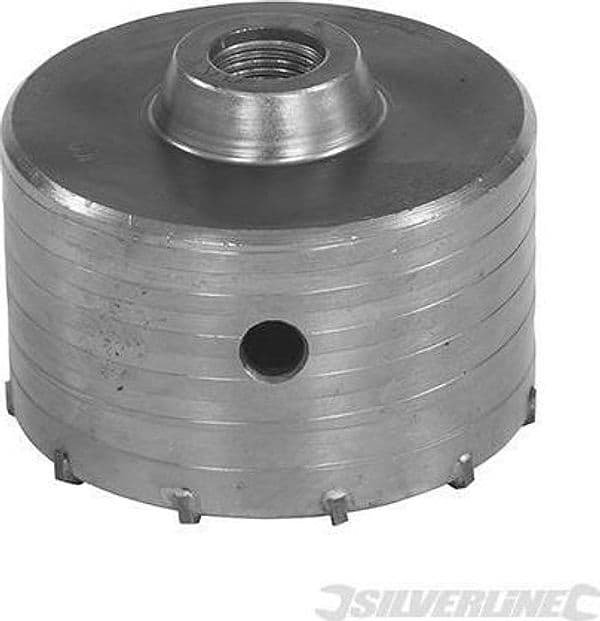 Fresa carotatrice a tazza per muri in TCT e acciaio robusto Silverline 595769 – 100 mm – argentato