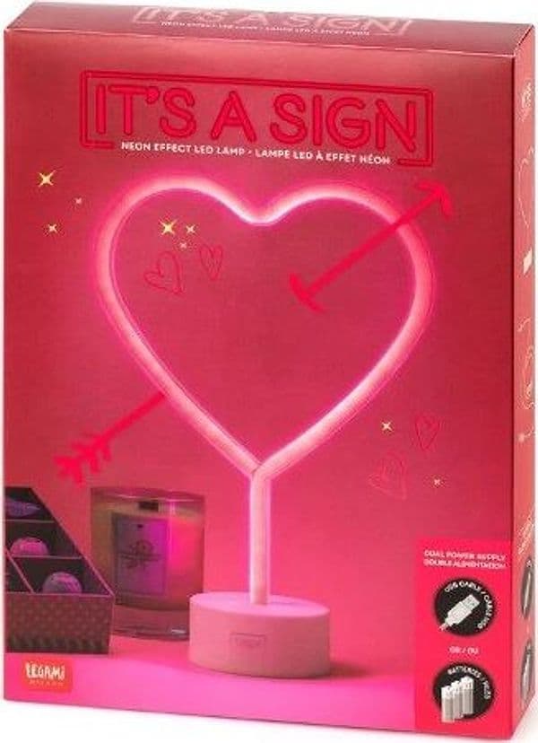 Legami - Lampada Decorativa da Tavolo a Led Effetto Neon a forma di Cuore (LL0003) in Insegne luminose Cartospedia - Napoli, commercioVirtuoso.it