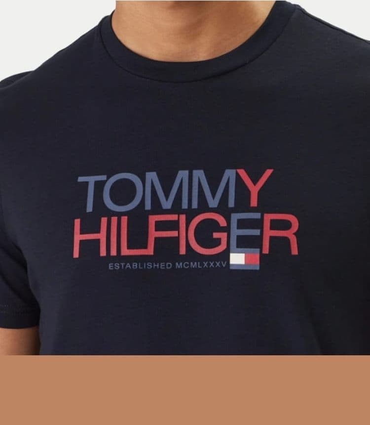 Tommy Hilfiger T-shirt uomo in cotone blu con logo frontale regular fit in T-shirt Broadway Red - Barletta, commercioVirtuoso.it
