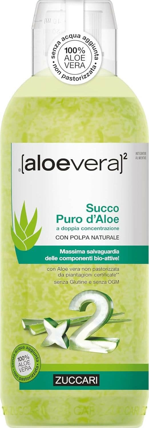 3 pack aloevera2 zuccari succo puro aloe a doppia concentrazione con polpa naturale 3 pezzi da 1 litro ciascuno senza glutine e senza ogm