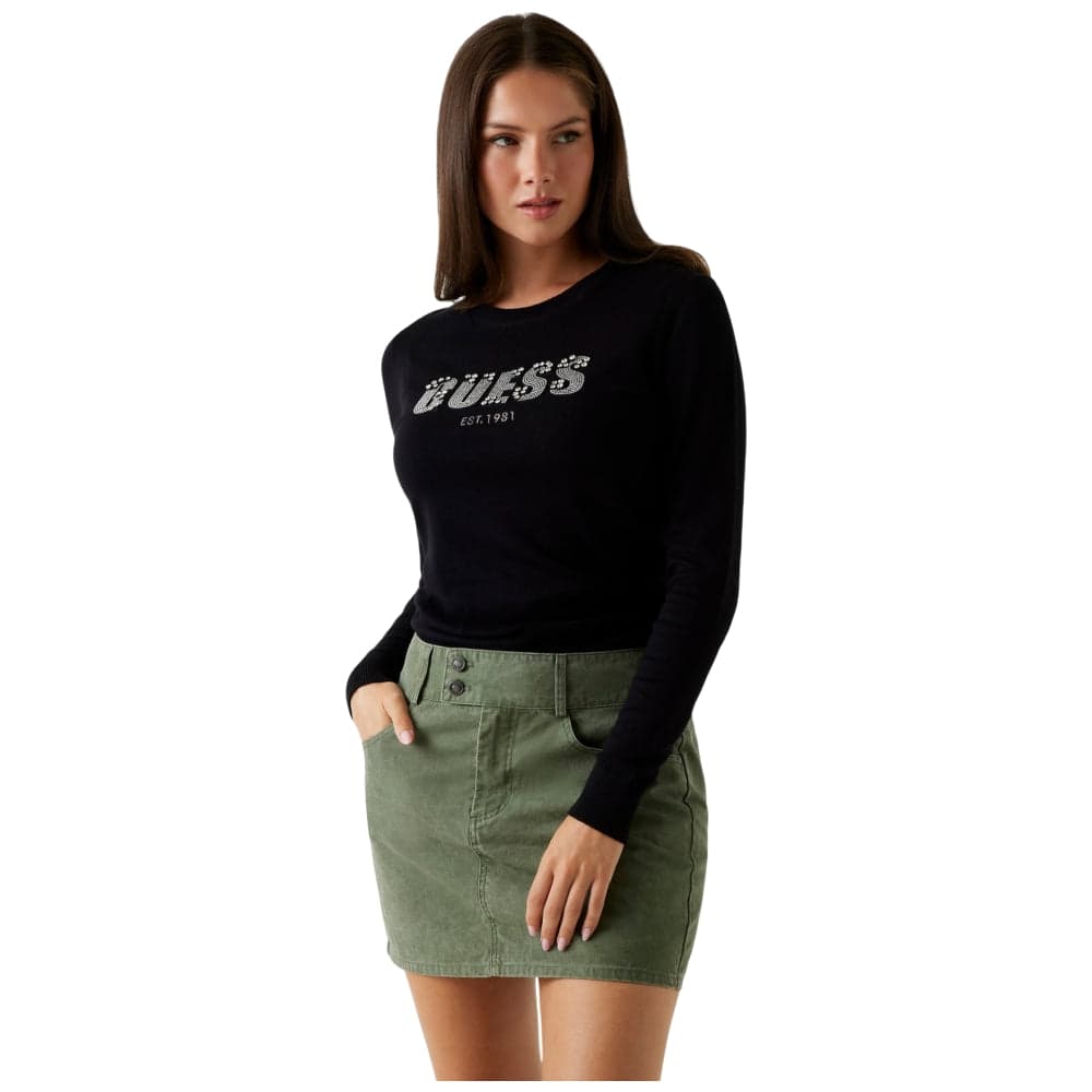 Guess pullover nero logo strass REYNA W5BR40Z2NQ2G1K8 in Felpe senza cappuccio Prodotti di Classe - Nocera Superiore, commercioVirtuoso.it