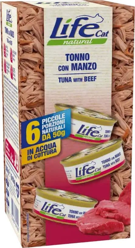 Life Cat Natural Multipack Tonno con Manzo per Gatti 6x50 gr - 2