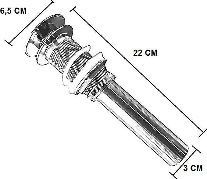 Piletta clip clap effetto acciaio inox satinato senza troppo pieno