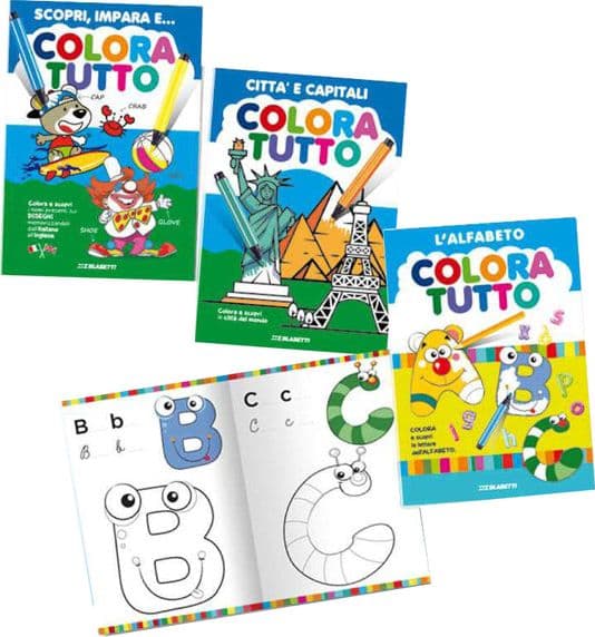 Album da colorare 24 facciate tema alfabeto, bimbo, capitali Blasetti