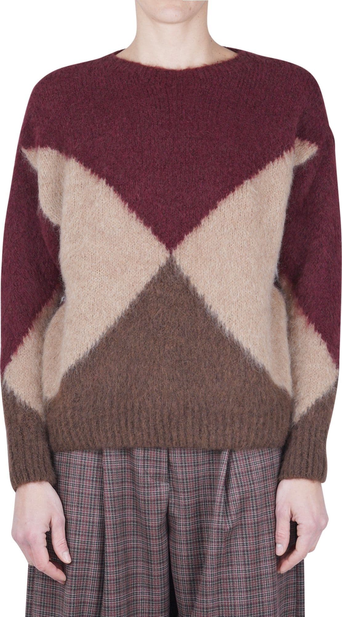 LA FEMME BLANCHE La Femme Blanche - Maglia - 461756 - Beige/Bordeaux da donna in Felpe senza cappuccio Drestige - Casamassima, commercioVirtuoso.it