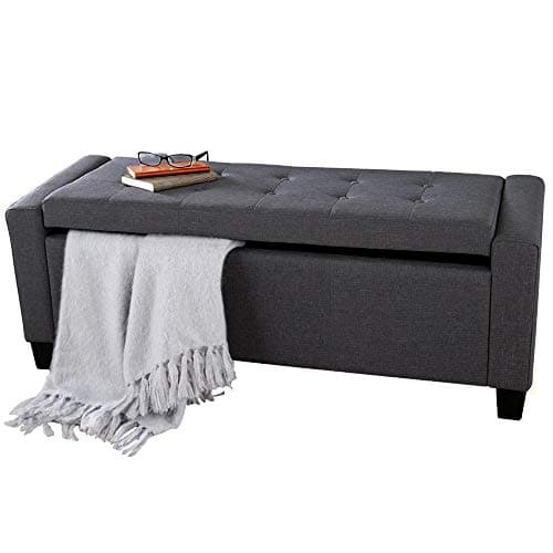 Cassapanca Pouf Contenitore Panca Moderna 110x40 H 40cm con Bottoni Grigio Scuro in Panche contenitore Danyx - Casoria, commercioVirtuoso.it