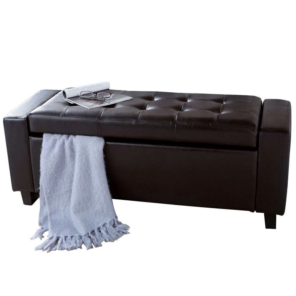 Cassapanca Pouf Contenitore Panca Moderna 110x40 H 40cm con Bottoni ecopelle Marrone in Panche contenitore Danyx - Casoria, commercioVirtuoso.it