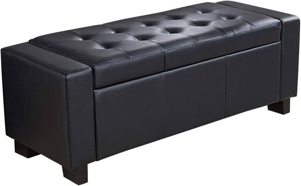 Cassapanca Pouf Contenitore Panca Moderna 110x40 H 40cm con Bottoni ecopelle Nero in Panche contenitore Danyx - Casoria, commercioVirtuoso.it