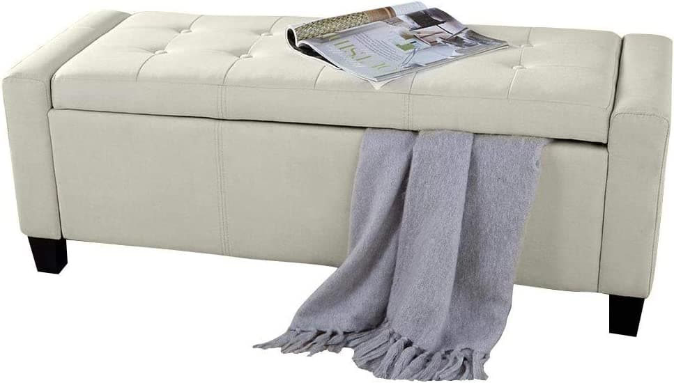Cassapanca Pouf Contenitore Panca Moderna 110x40 H 40cm con Bottoni ecopelle Avorio in Panche contenitore Danyx - Casoria, commercioVirtuoso.it