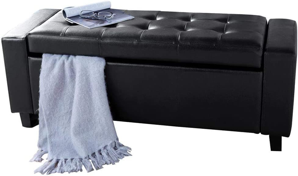 Cassapanca Pouf Contenitore Panca Moderna 110x40 H 40cm con Bottoni ecopelle Nero in Panche contenitore Danyx - Casoria, commercioVirtuoso.it