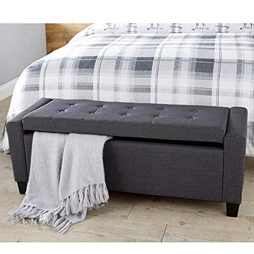 Cassapanca Pouf Contenitore Panca Moderna 110x40 H 40cm con Bottoni Grigio Scuro in Panche contenitore Danyx - Casoria, commercioVirtuoso.it
