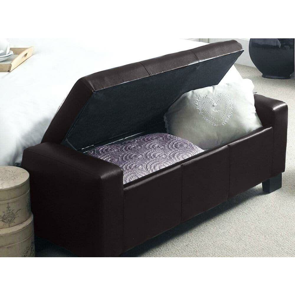 Cassapanca Pouf Contenitore Panca Moderna 110x40 H 40cm con Bottoni ecopelle Marrone in Panche contenitore Danyx - Casoria, commercioVirtuoso.it