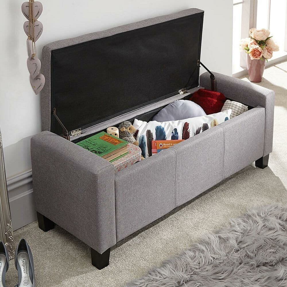 Cassapanca Pouf Contenitore Panca Moderna 110x40 H 40cm con Bottoni Grigio in Panche contenitore Danyx - Casoria, commercioVirtuoso.it