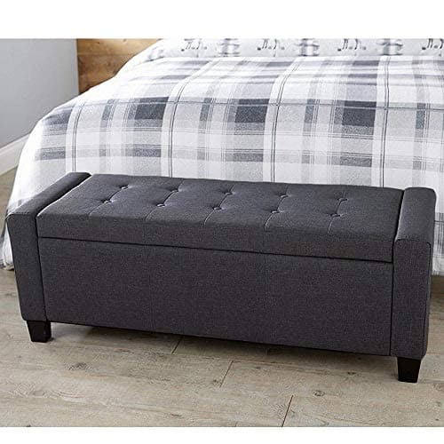 Cassapanca Pouf Contenitore Panca Moderna 110x40 H 40cm con Bottoni Grigio Scuro in Panche contenitore Danyx - Casoria, commercioVirtuoso.it