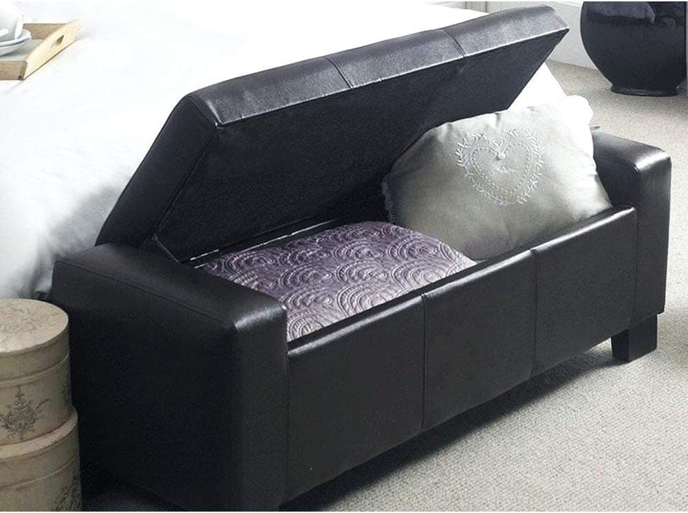 Cassapanca Pouf Contenitore Panca Moderna 110x40 H 40cm con Bottoni ecopelle Nero in Panche contenitore Danyx - Casoria, commercioVirtuoso.it
