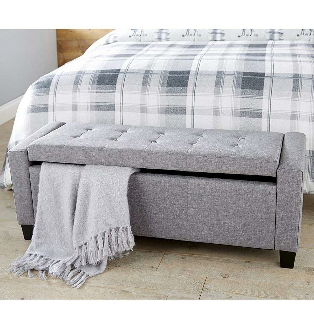 Cassapanca Pouf Contenitore Panca Moderna 110x40 H 40cm con Bottoni Grigio in Panche contenitore Danyx - Casoria, commercioVirtuoso.it