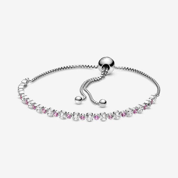 Pandora Bracciale scintillante rosa e bianco con chiusura regolabile