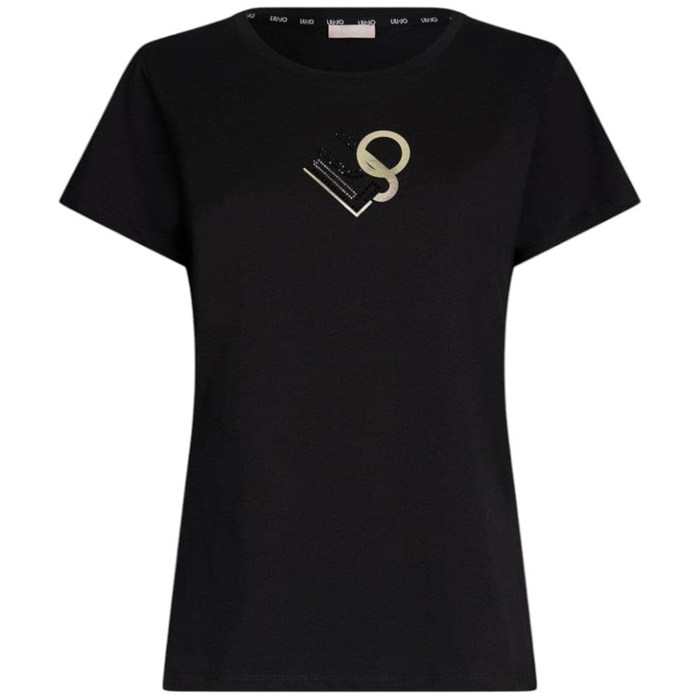 Liu Jo t-shirt nera logo con strass TA5170JS923 M9121 T-shirt Liu Jo