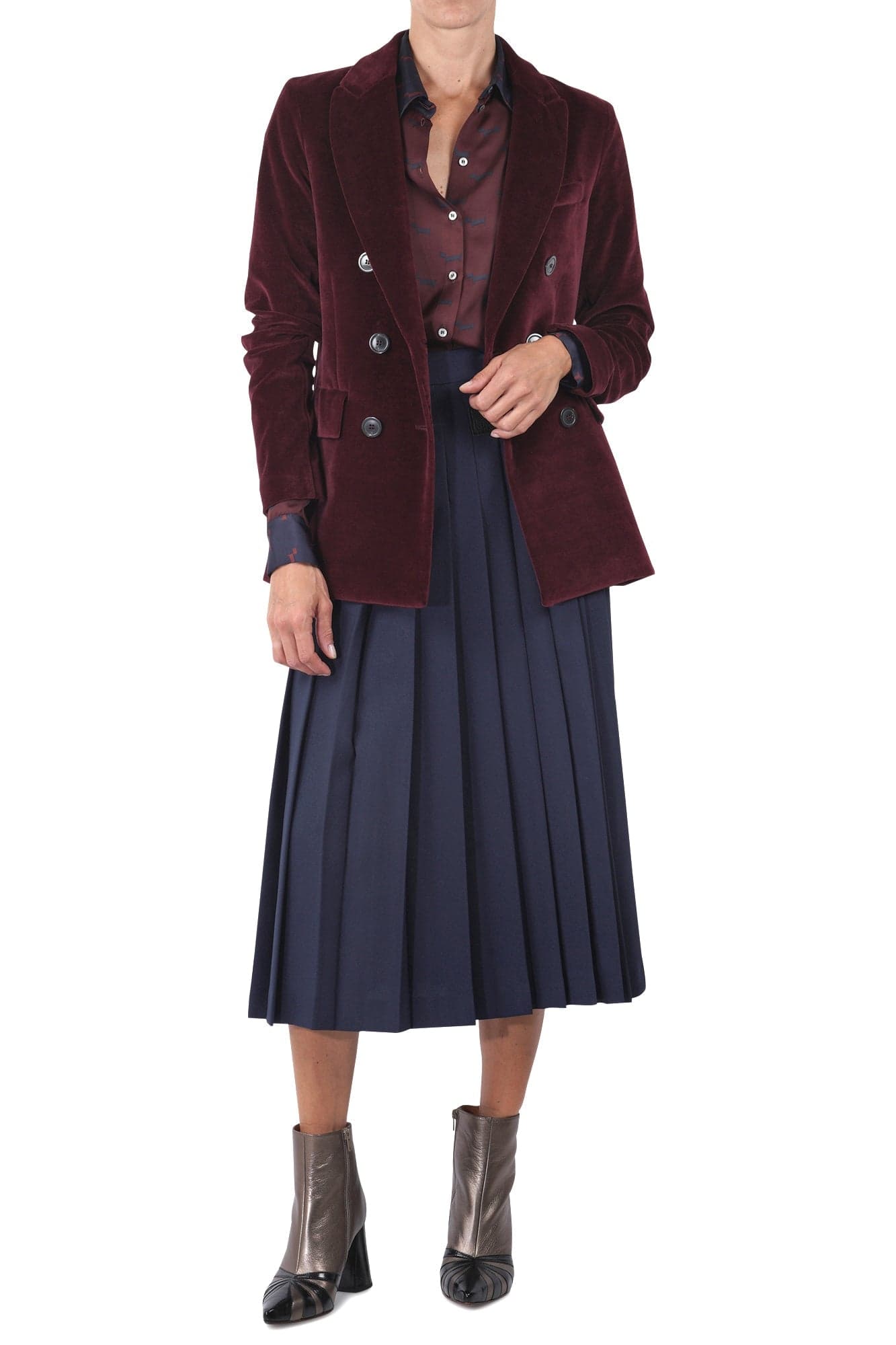 OTTOD'AME Ottod'ame - Camicia - 461357 - Bordeaux/Blu da donna in Bluse e camicie Drestige - Casamassima, commercioVirtuoso.it