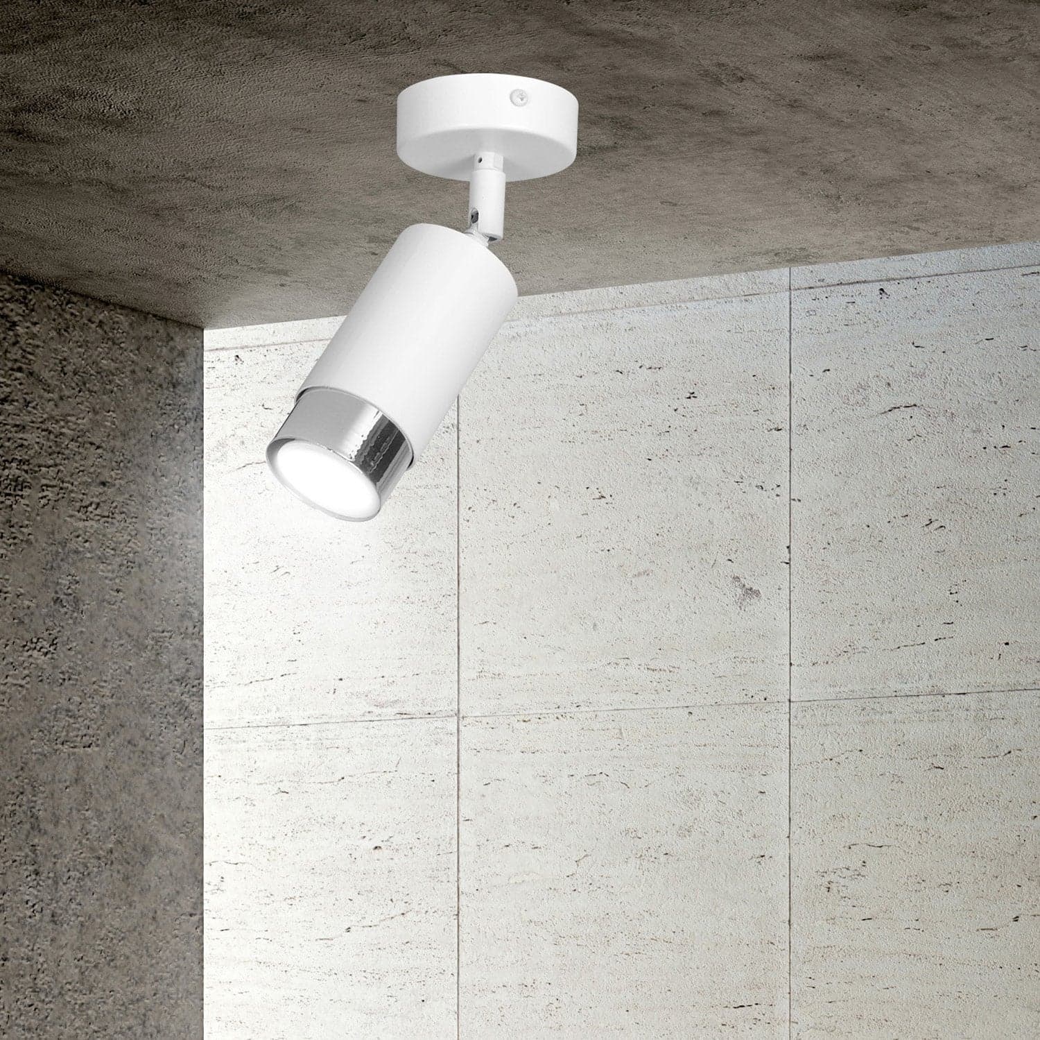 Faretto Orientabile 1 Luce Hiro A Cilindro In Acciaio Bianco E Cromo in Faretti da soffitto LuceArt - Montecorvino Pugliano, commercioVirtuoso.it