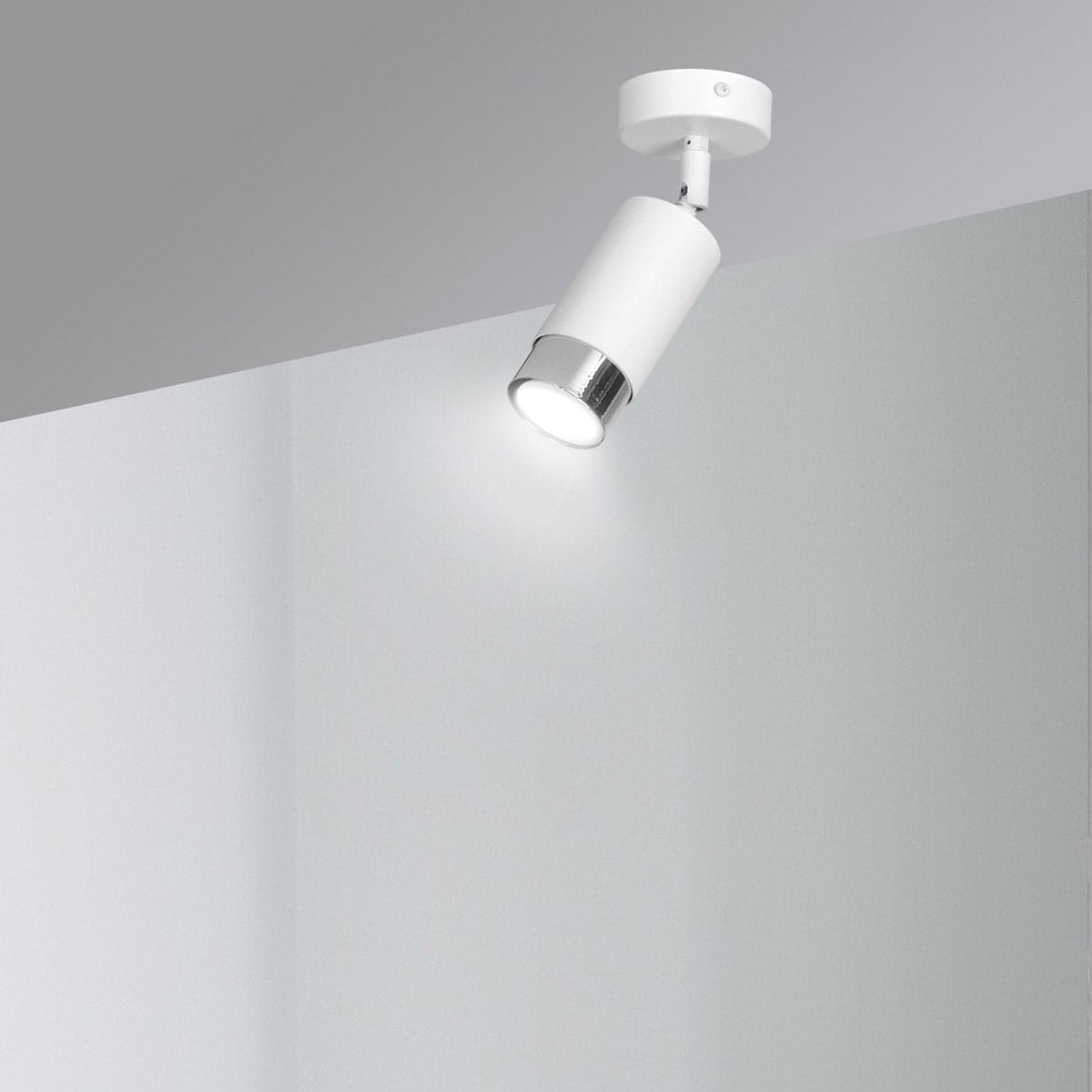 Faretto Orientabile 1 Luce Hiro A Cilindro In Acciaio Bianco E Cromo in Faretti da soffitto LuceArt - Montecorvino Pugliano, commercioVirtuoso.it