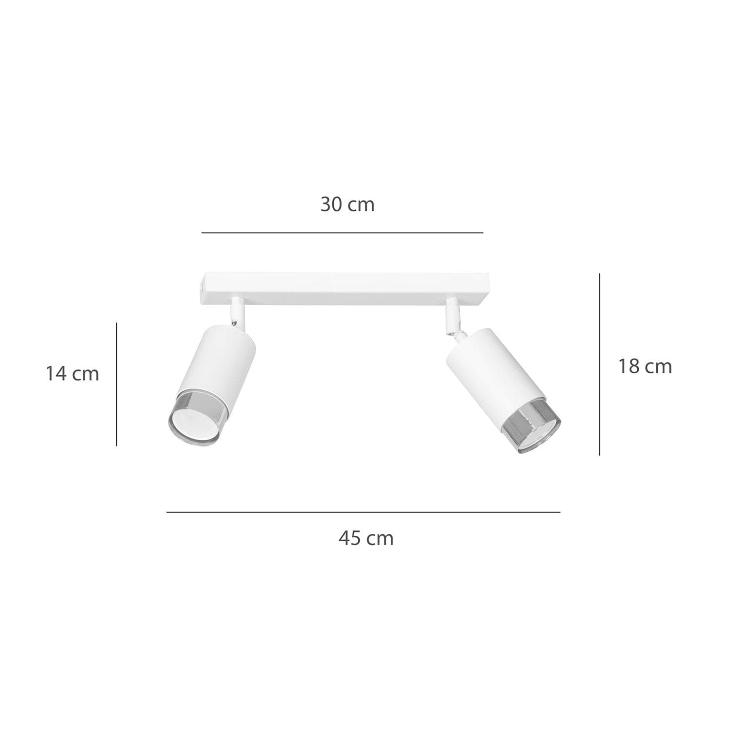 Plafoniera 2 Luci A Faretti Orientabili A Cilindro In Acciaio Bianco E Cromo in Faretti da soffitto LuceArt - Montecorvino Pugliano, commercioVirtuoso.it
