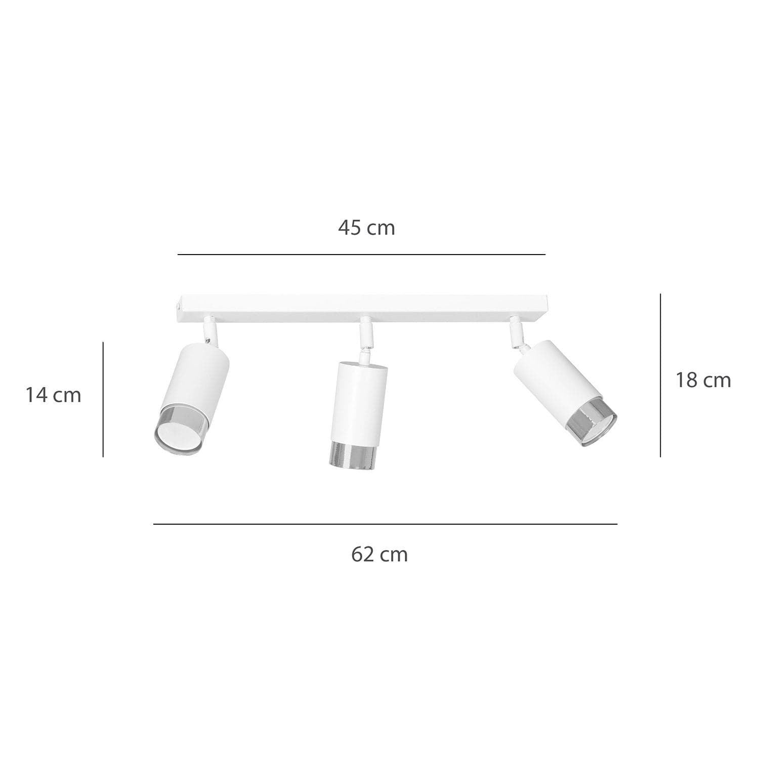 Plafoniera 3 Luci A Faretti Orientabili A Cilindro In Acciaio Bianco E Cromo in Faretti da soffitto LuceArt - Montecorvino Pugliano, commercioVirtuoso.it