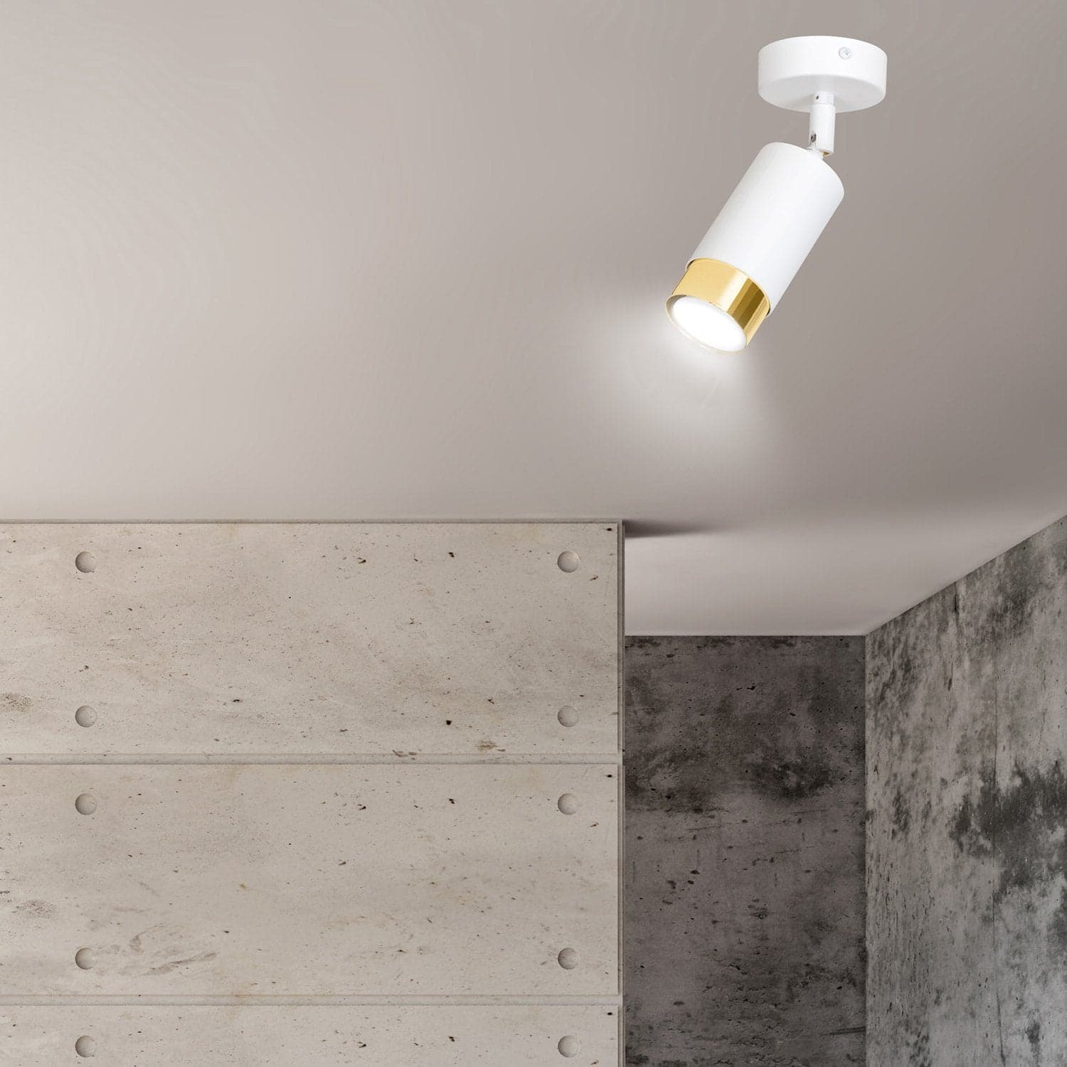 Faretto Orientabile 1 Luce Hiro A Cilindro In Acciaio Bianco E Oro in Faretti da soffitto LuceArt - Montecorvino Pugliano, commercioVirtuoso.it