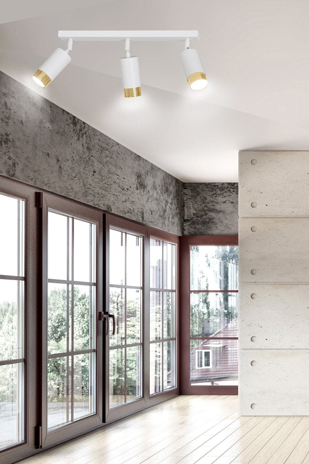 Plafoniera 3 Luci A Faretti Orientabili A Cilindro In Acciaio Bianco E Oro in Faretti da soffitto LuceArt - Montecorvino Pugliano, commercioVirtuoso.it
