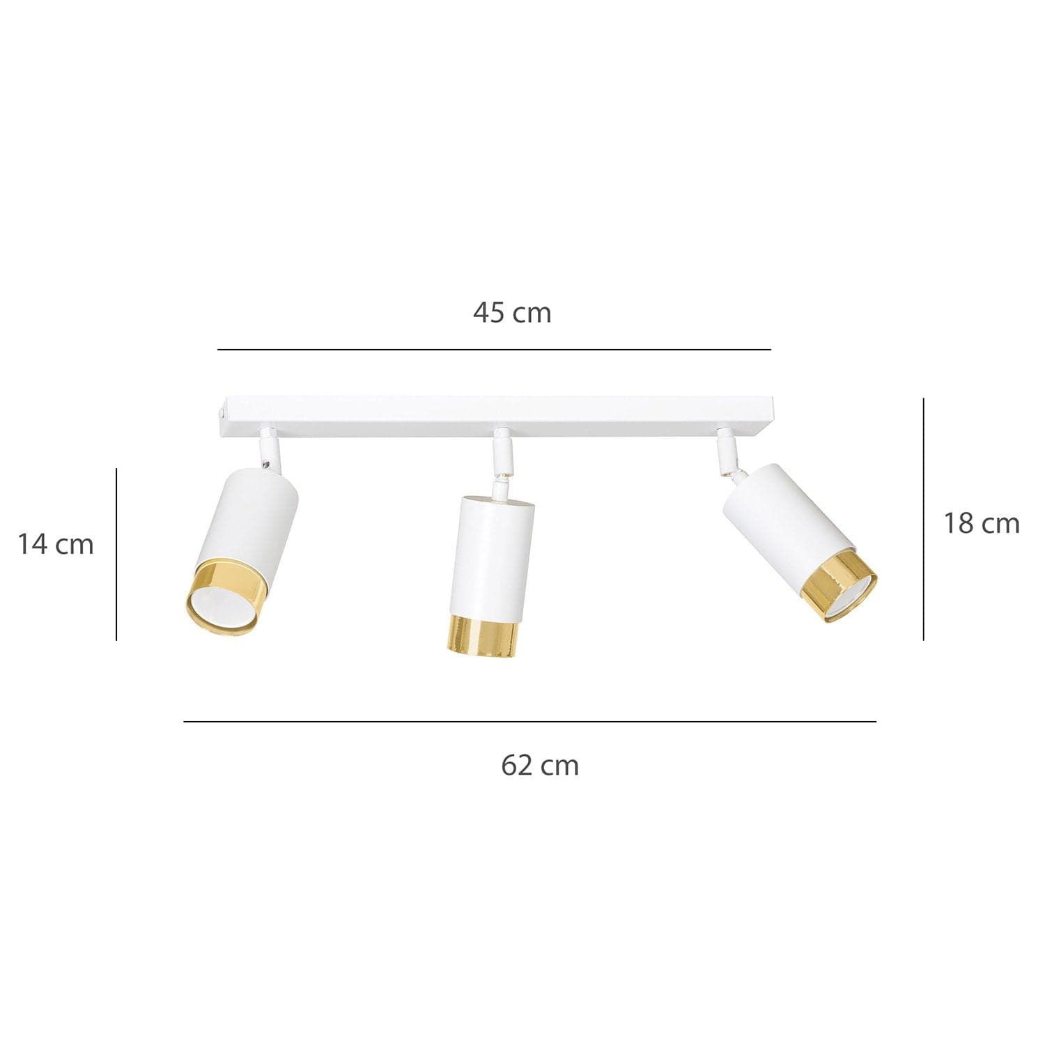Plafoniera 3 Luci A Faretti Orientabili A Cilindro In Acciaio Bianco E Oro in Faretti da soffitto LuceArt - Montecorvino Pugliano, commercioVirtuoso.it