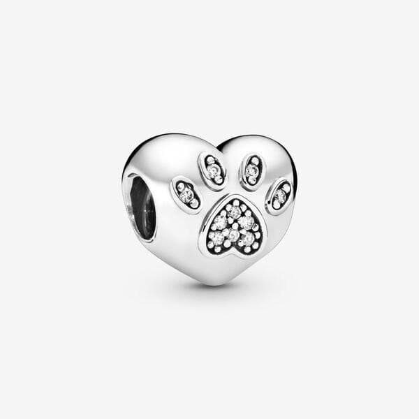 Pandora Charm a cuore con zampa Amo il mio cucciolo