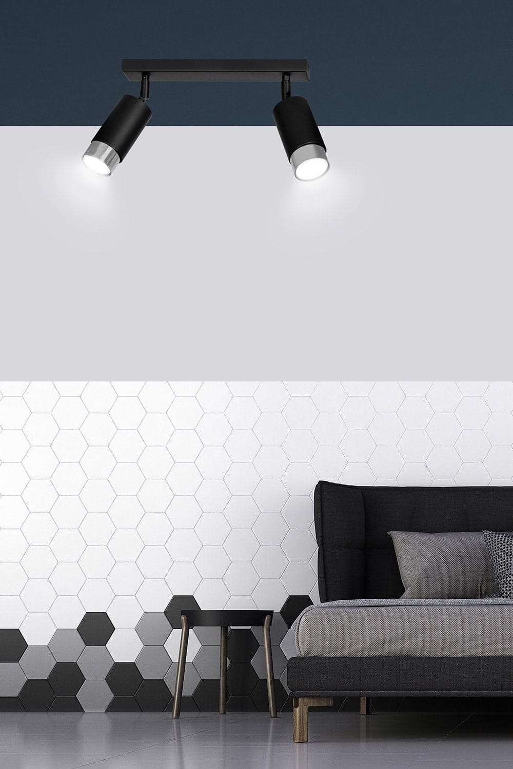 Plafoniera 2 Luci A Faretti Orientabili A Cilindro In Acciaio Nero E Cromo in Faretti da soffitto LuceArt - Montecorvino Pugliano, commercioVirtuoso.it