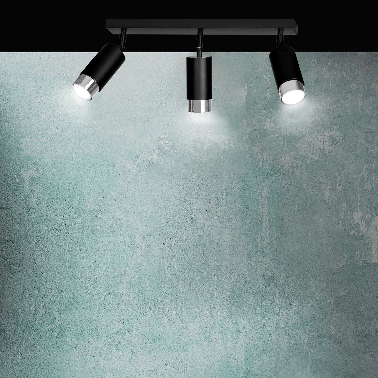 Plafoniera 3 Luci A Faretti Orientabili A Cilindro In Acciaio Nero E Cromo in Faretti da soffitto LuceArt - Montecorvino Pugliano, commercioVirtuoso.it