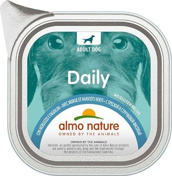 Almo Nature Daily Vaschetta gusto Merluzzo e Fagiolini per Cani Adulti