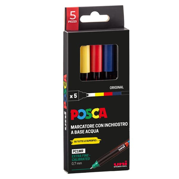 Astuccio 5 Marcatore Uni Posca Pen Pc1M P. Extra Fine 0.7Mm Col.Ass. Uni