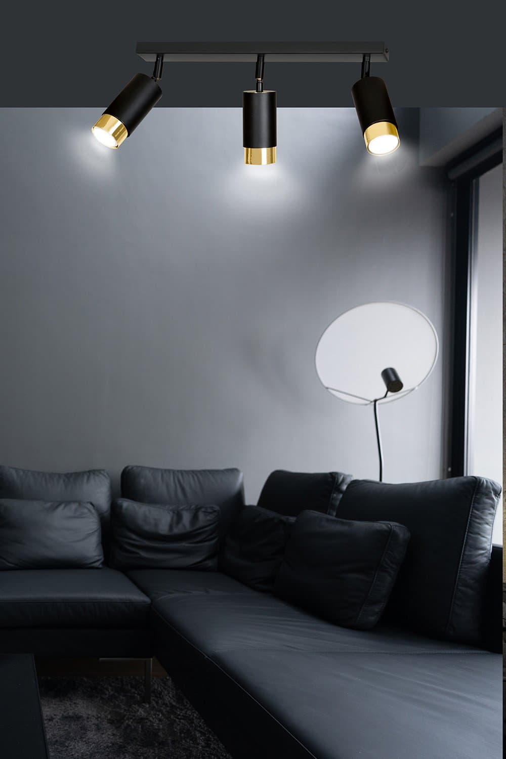 Plafoniera 3 Luci A Faretti Orientabili A Cilindro In Acciaio Nero E Oro in Faretti da soffitto LuceArt - Montecorvino Pugliano, commercioVirtuoso.it